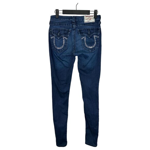 True Religion Curvy Skinny Crystal Mid Rise Jeans Women's Size 27 - Picture 2 of 6